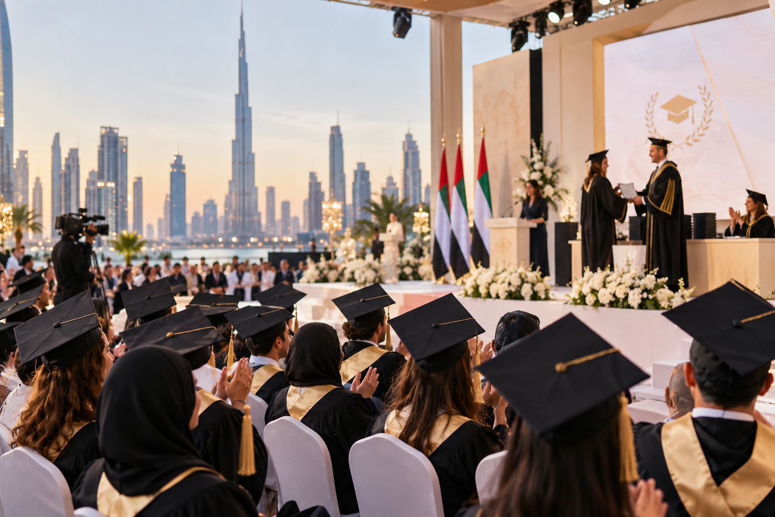 graduation ceremony stage and event setup in Dubai
