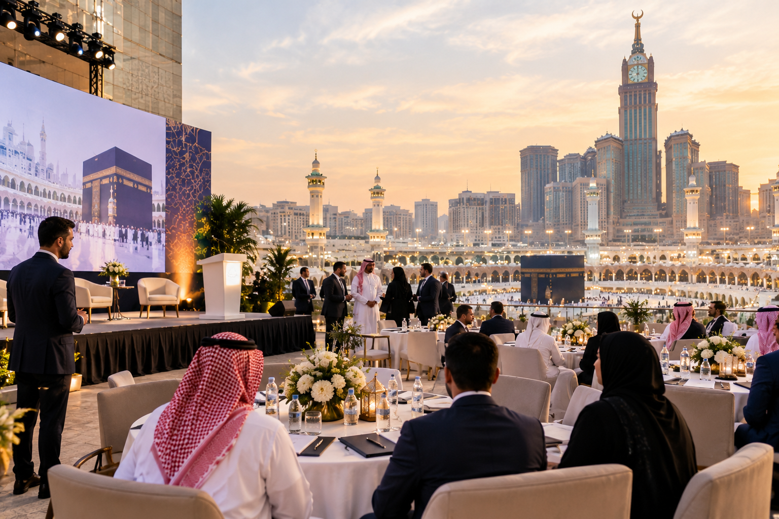 Corporate event planning in Makkah with a professional conference setup