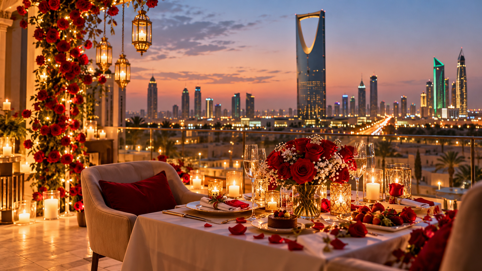 Elegant anniversary celebration setup with floral decorations