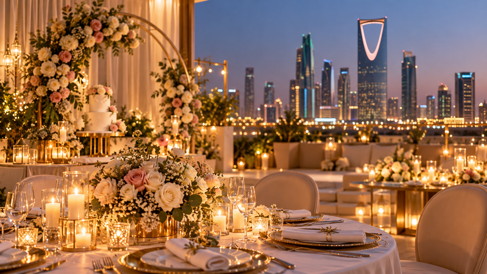 Anniversary party decoration and table setup in Riyadh