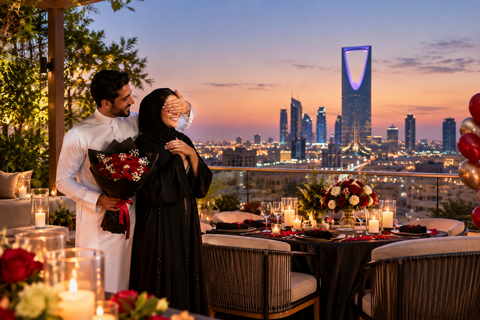 Surprise anniversary party in Riyadh with elegant decorations